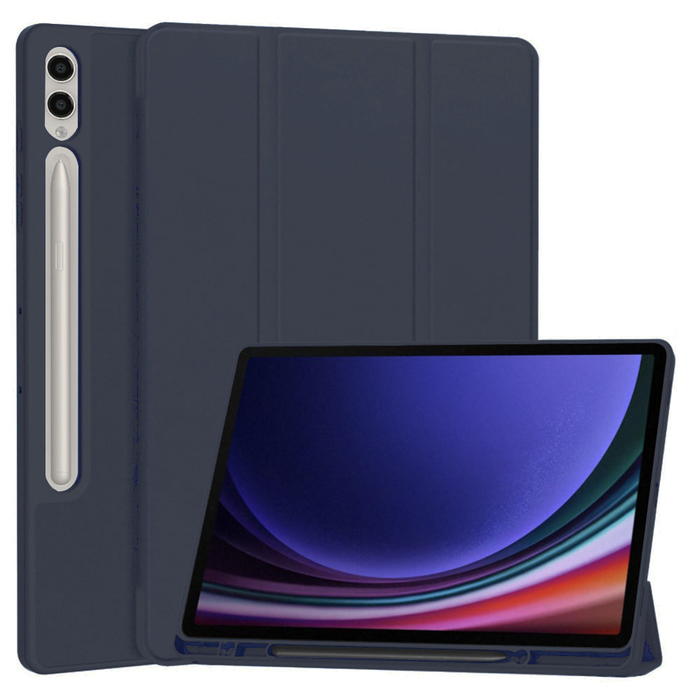 Techsuit - Flex Trifold (with Pencil Holder) - Samsung Galaxy Tab S9 Plus / S10 Plus / S9 FE Plus - Dark Blue