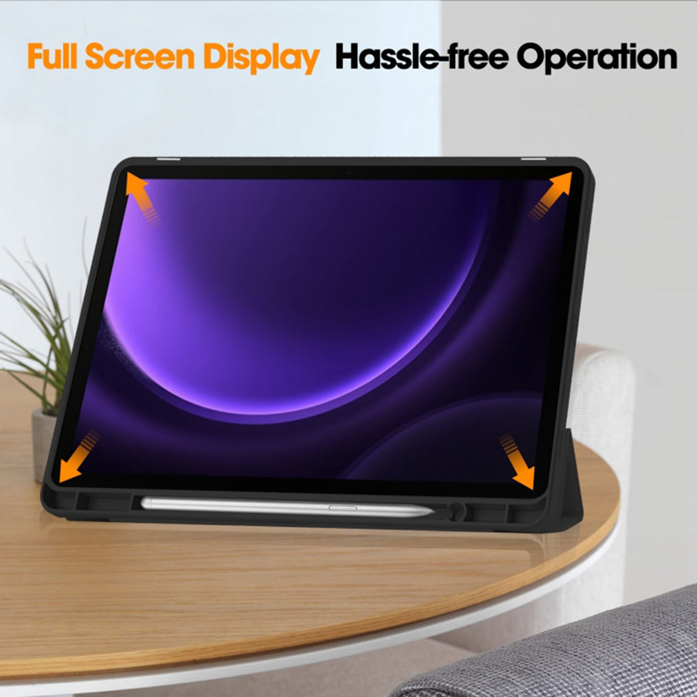 Techsuit - Flex Trifold (with Pencil Holder) - Galaxy Tab S9 / S9 FE / S10 FE - Black