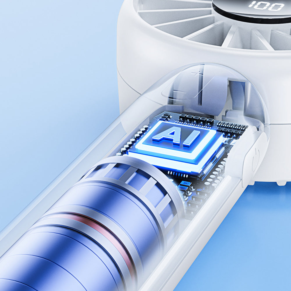 Techsuit - Mini Portable Hand Fan (CT-110) - with LED Digital Display, USB Rechargeable, High Speed - Pink