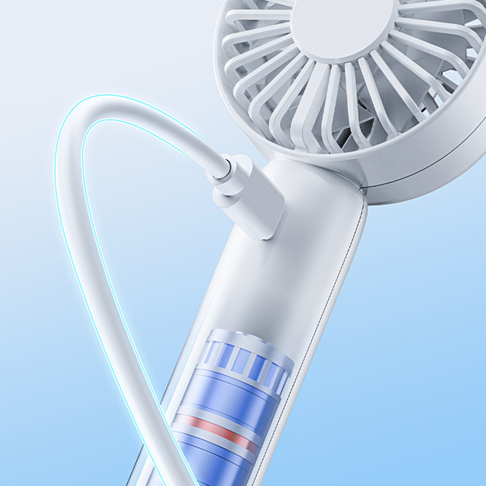 Techsuit - Mini Portable Hand Fan (CT-110) - with LED Digital Display, USB Rechargeable, High Speed - Pink