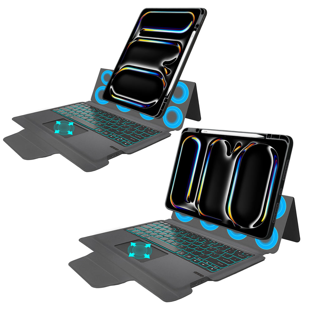 Techsuit - KeyTab Pro + Screen Protector (with RGB Wireless Keyboard/Stylus Pen Holder) - iPad Pro 13 (2024) / iPad Pro 13 (2025) - Black