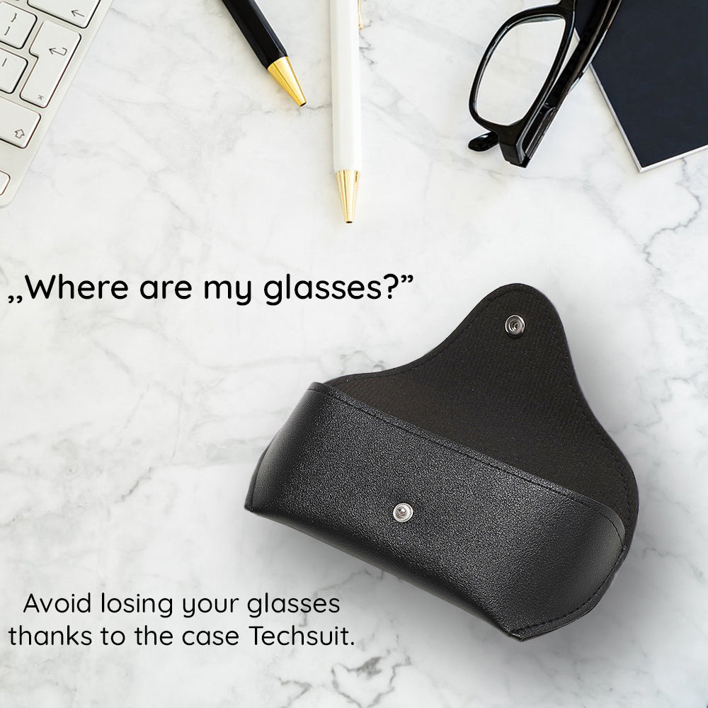 Techsuit - Glasses Case (ETPU1) - Eco Leather, 167 x 70 x 40mm - Black