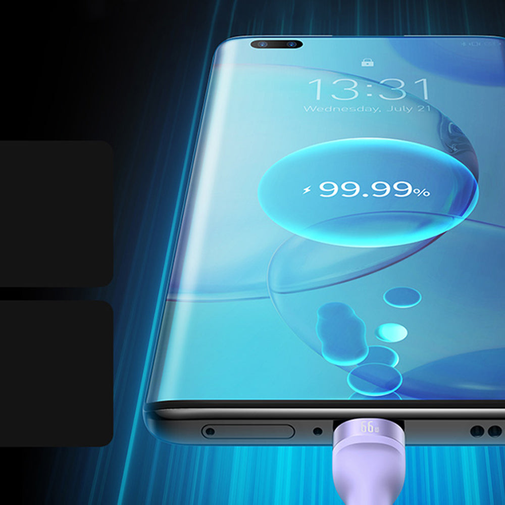 Baseus - Data Cable Flash Series 2 (CASS040005) - Fast Charge, USB to Type-C, Lightning, Micro-USB, 66W, 1.2 m - Purple