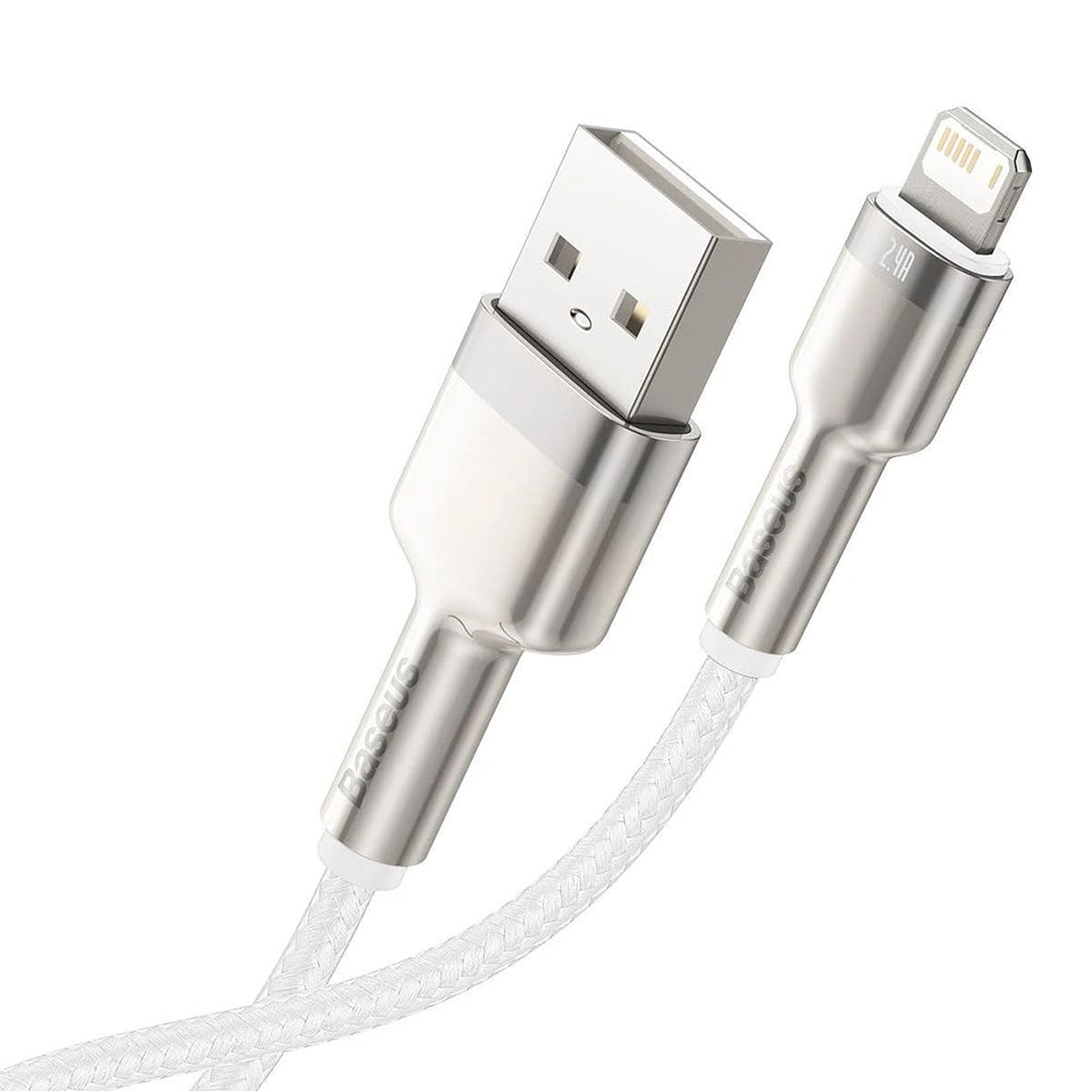 Baseus - Data Cable Cafule Series Metal (CALJK-A02) - USB to Lightning, 2.4A, 480Mbps, 1m - White