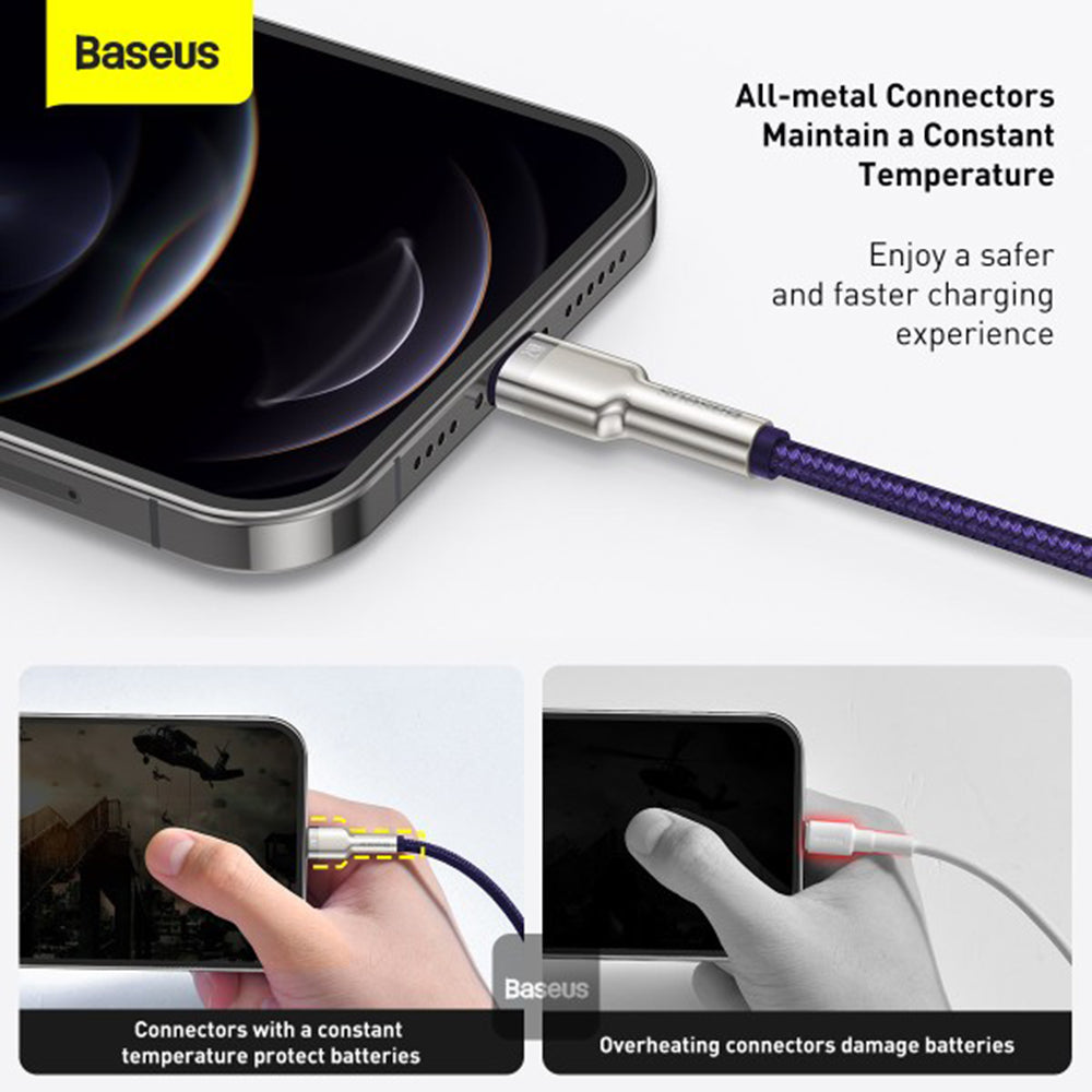 Baseus - Data Cable Cafule Series Metal (CALJK-B05) - USB to Lightning 2.4A, 2m - Purple