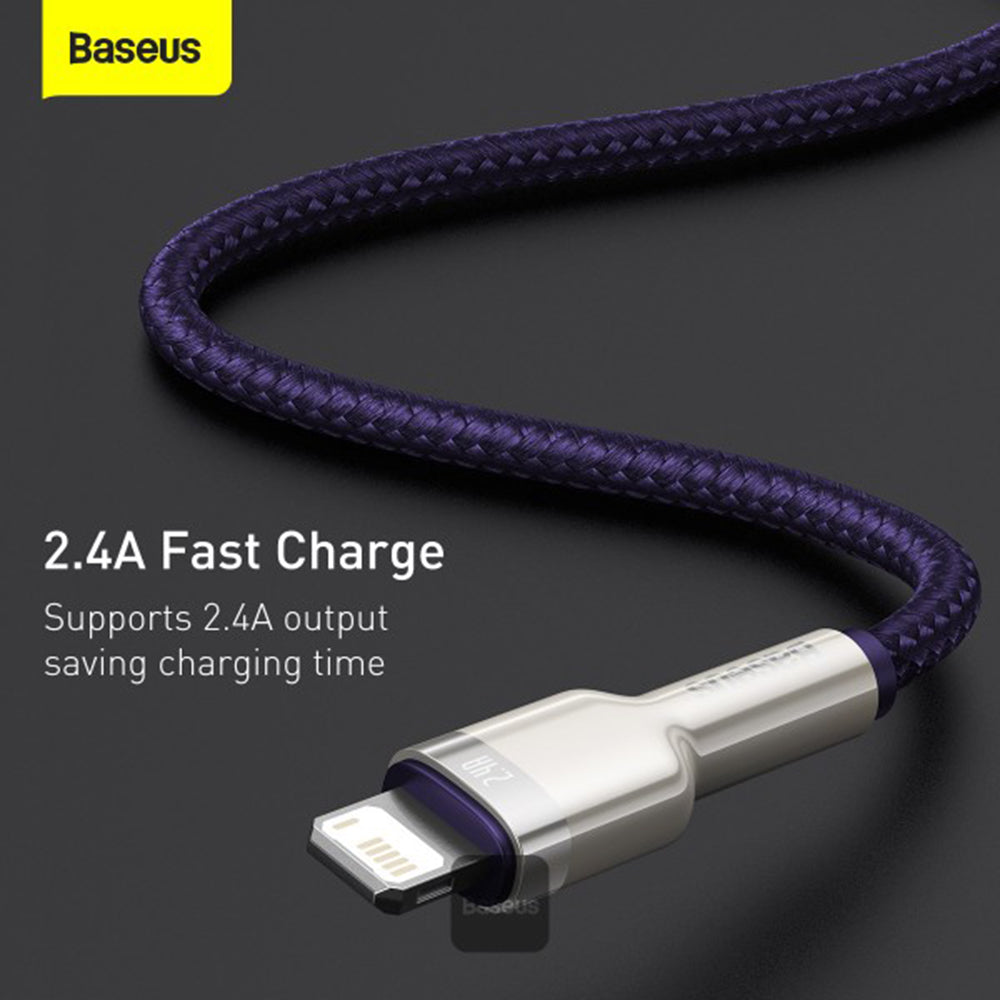 Baseus - Data Cable Cafule Series Metal (CALJK-B05) - USB to Lightning 2.4A, 2m - Purple
