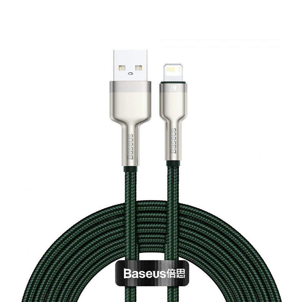 Baseus - Data Cable Cafule Series Metal (CALJK-B06) - USB to Lightning 2.4A, 2m - Green