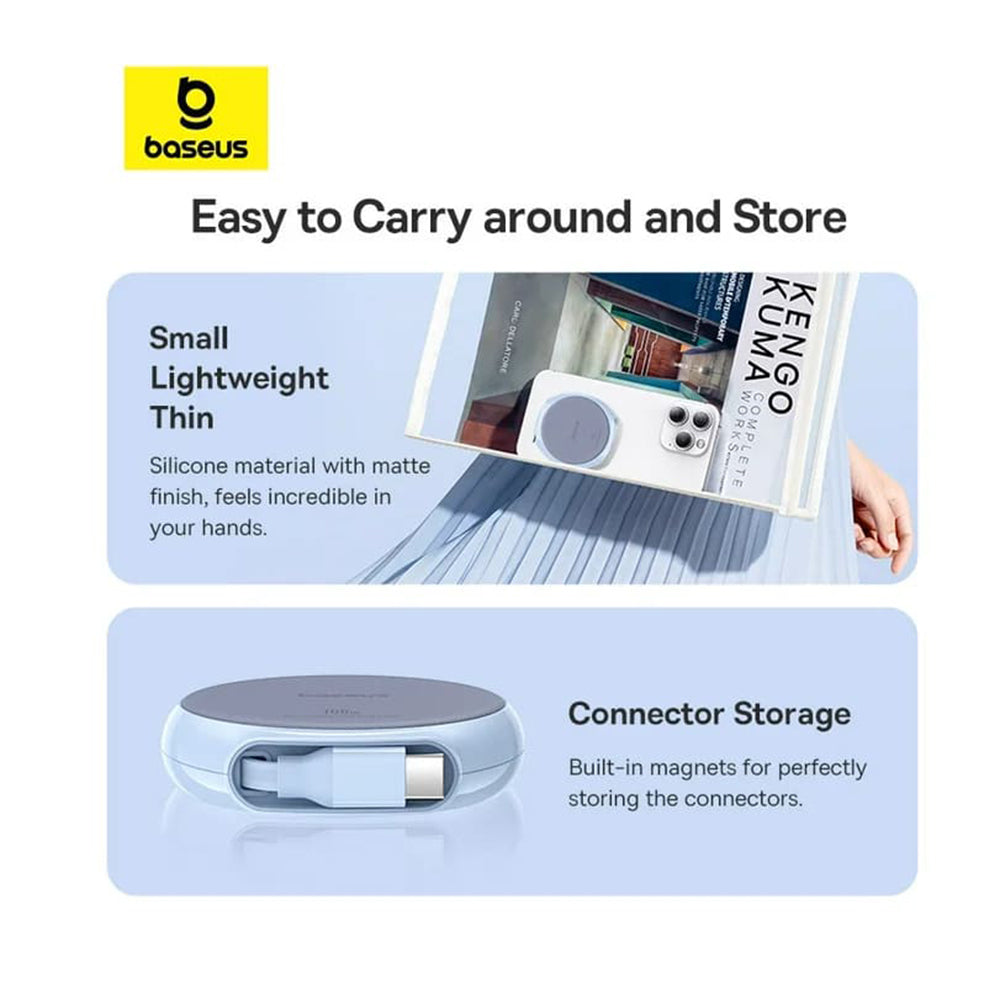 Baseus - Data Cable Pathfinder Series (P10368400311-00) - Type-C to Type-C, 100W, 1m, Retractable - Galaxy Blue