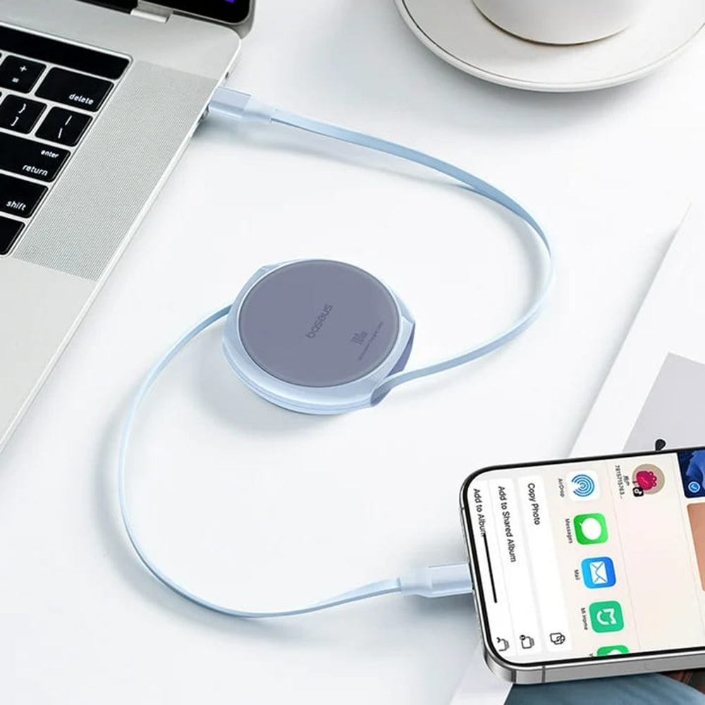 Baseus - Data Cable Pathfinder Series (P10368400311-00) - Type-C to Type-C, 100W, 1m, Retractable - Galaxy Blue