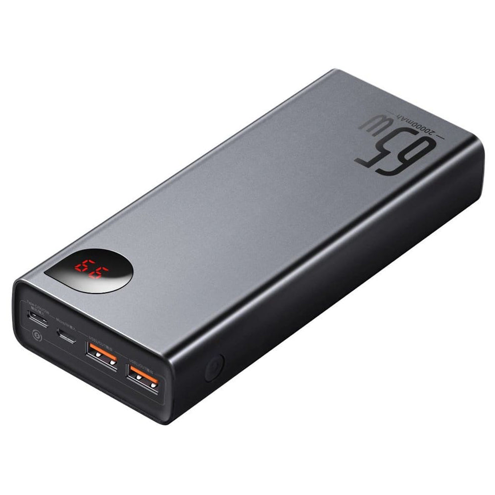 Baseus - Power Bank Adaman (PPIMDA-D01) - 2x USB, Type-C, Micro-USB, 65W, 20000mAh, Cable Type-C - Black