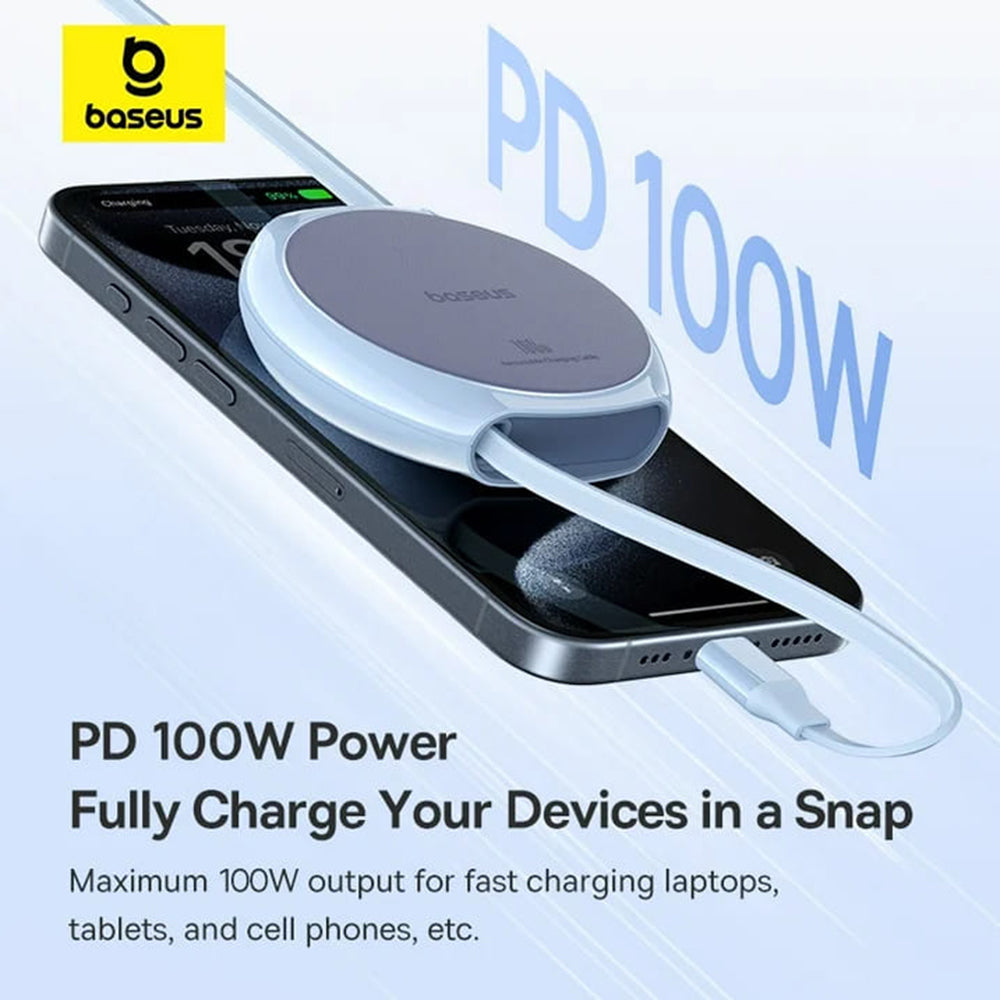 Baseus - Data Cable Pathfinder Series (P10368400311-00) - Type-C to Type-C, 100W, 1m, Retractable - Galaxy Blue