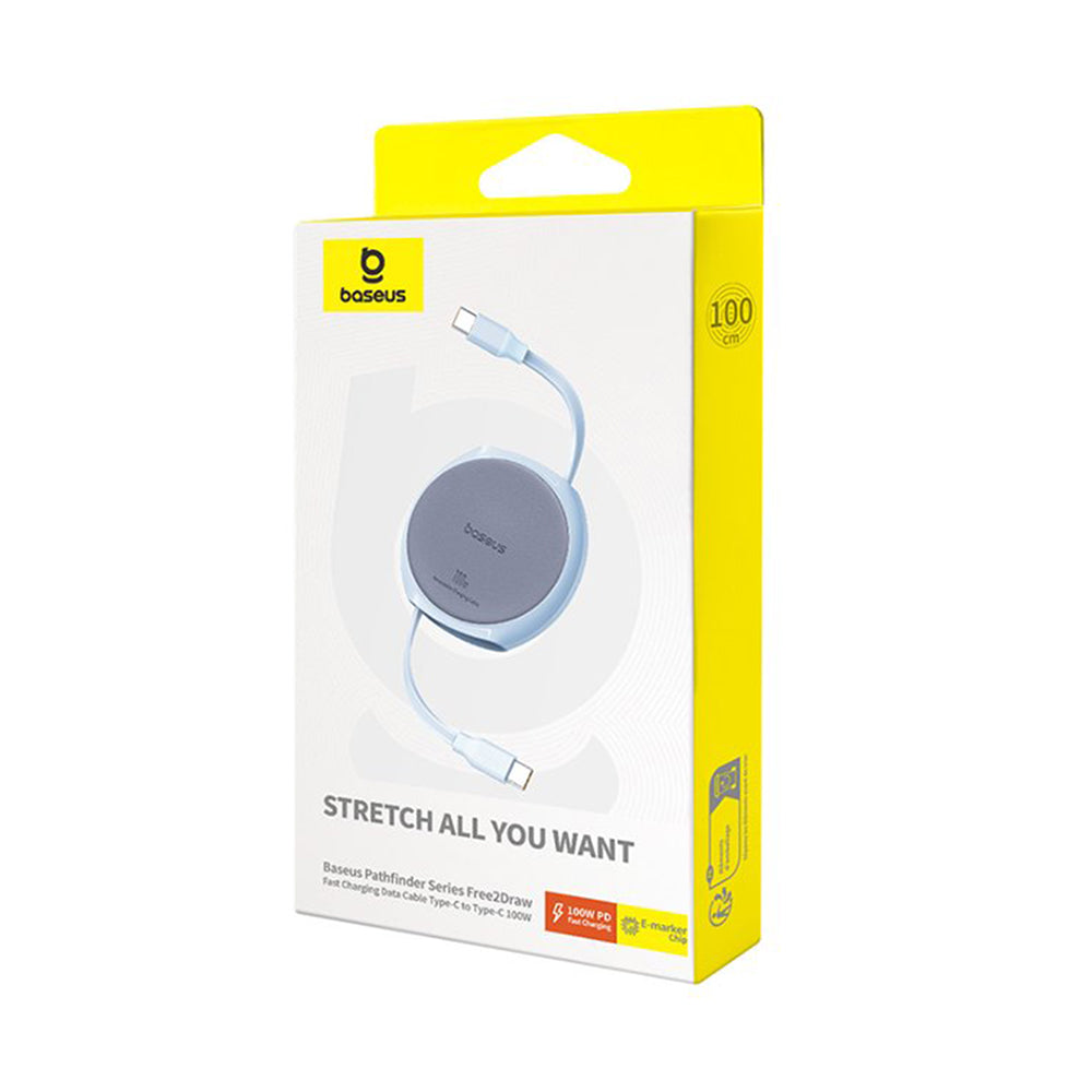Baseus - Data Cable Pathfinder Series (P10368400311-00) - Type-C to Type-C, 100W, 1m, Retractable - Galaxy Blue