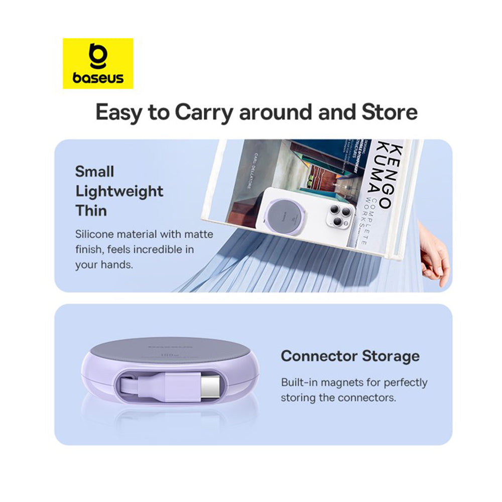 Baseus - Data Cable Pathfinder Series (P10368400511-00) - Type-C to Type-C, 100W, 1m, Retractable - Nebula Purple