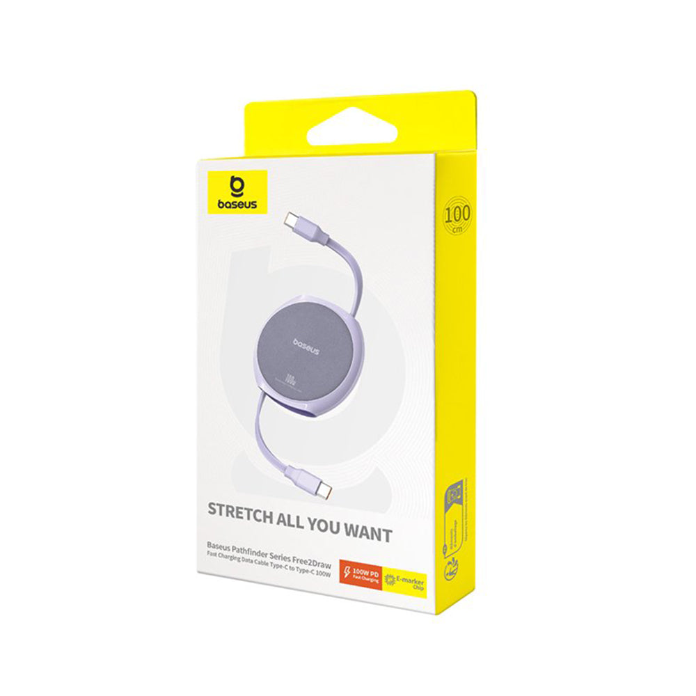 Baseus - Data Cable Pathfinder Series (P10368400511-00) - Type-C to Type-C, 100W, 1m, Retractable - Nebula Purple