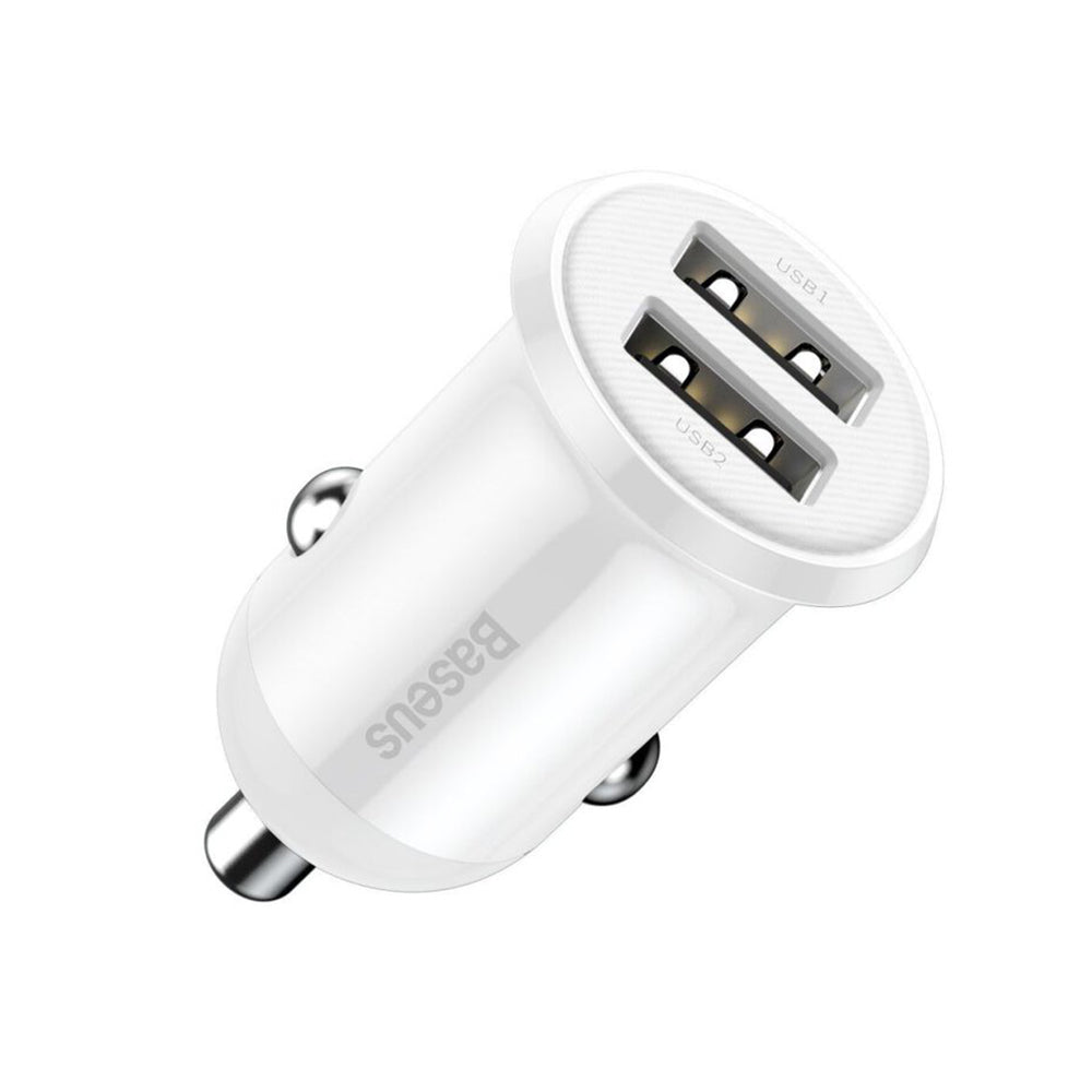 Baseus - Car Charger (CCALLP-02) - 2x USB, Mini Appearance, 4.8A - White