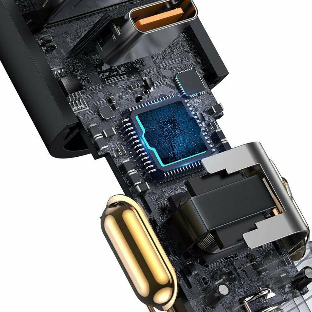 Baseus - Car Charger Share Together (CCBT-C0G) - with Cigarette Lighter Expansion, USB-A, Type-C, 120W - Gray