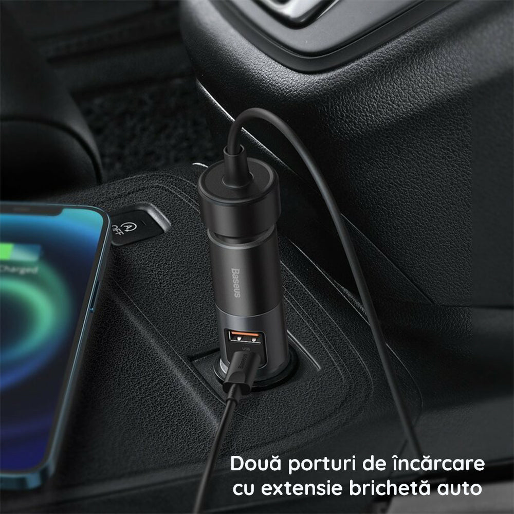 Baseus - Car Charger Share Together (CCBT-C0G) - with Cigarette Lighter Expansion, USB-A, Type-C, 120W - Gray