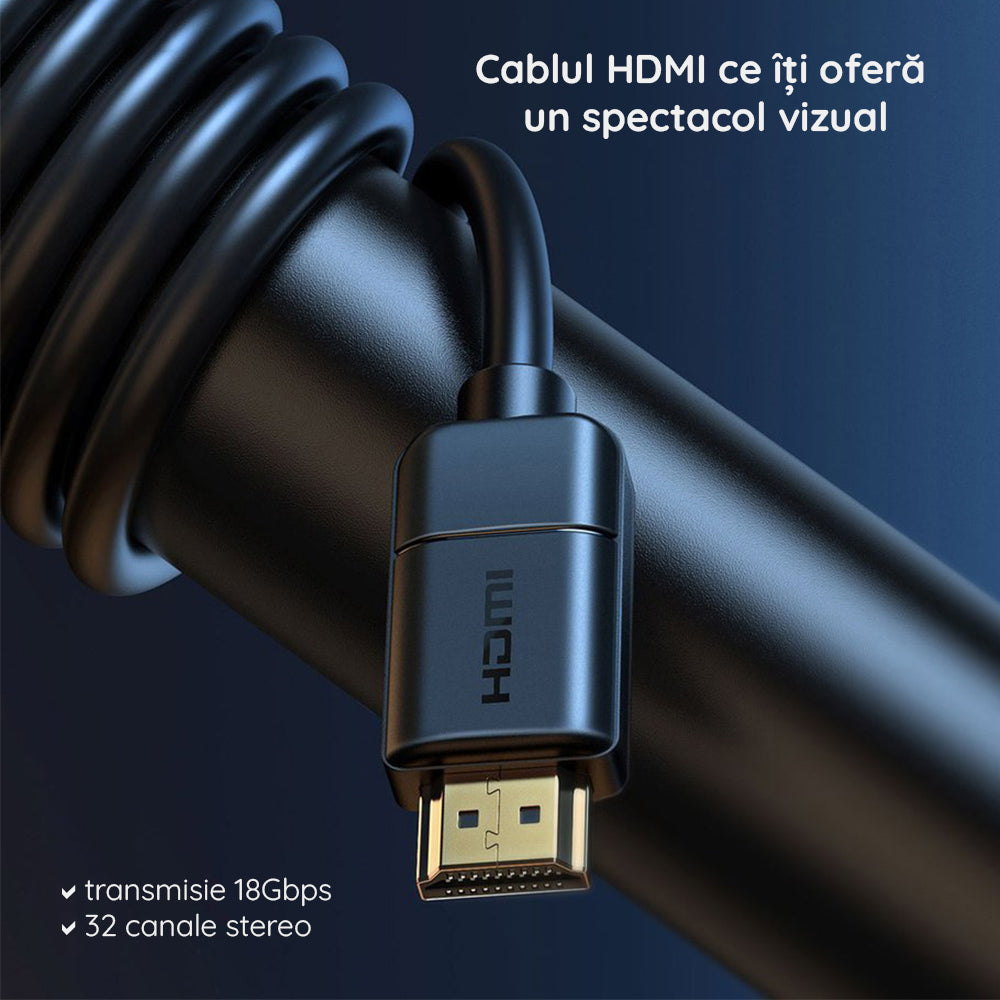 Baseus - Video Cable (CAKGQ-D01) - HDMI to HDMI, High Definition, 5m - Black