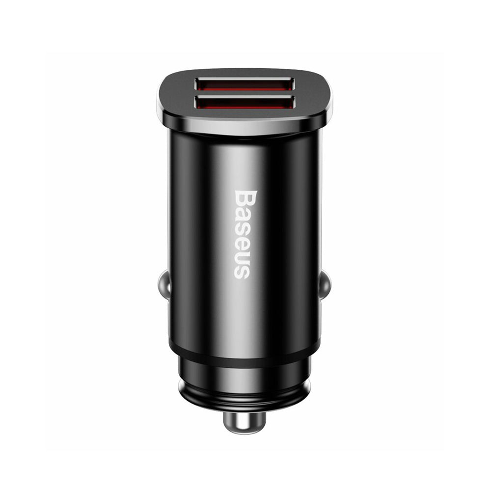 Baseus - Car Charger Square Metal Series (CCALL-DS01) - 2x USB, Quick Charge 3.0, SCP, AFC, 30W - Black