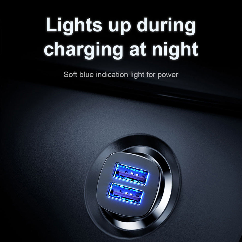 Baseus - Car Charger Square Metal Series (CCALL-DS01) - 2x USB, Quick Charge 3.0, SCP, AFC, 30W - Black