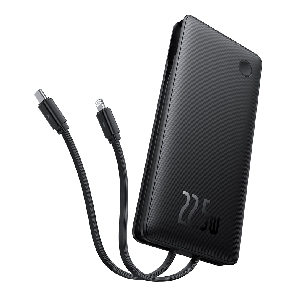 Baseus - Power Bank Airpow Air Lite (P10067501123-00) - USB, Type-C, Dual Cable USB-C, Lightning, 22.5W, 10000mAh - Black
