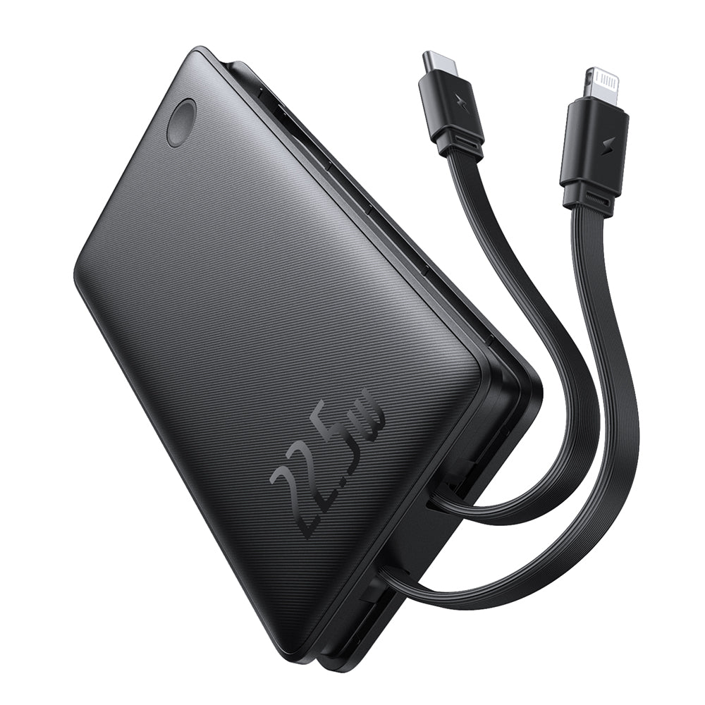 Baseus - Power Bank Airpow Air Lite (P10067501123-00) - USB, Type-C, Dual Cable USB-C, Lightning, 22.5W, 10000mAh - Black