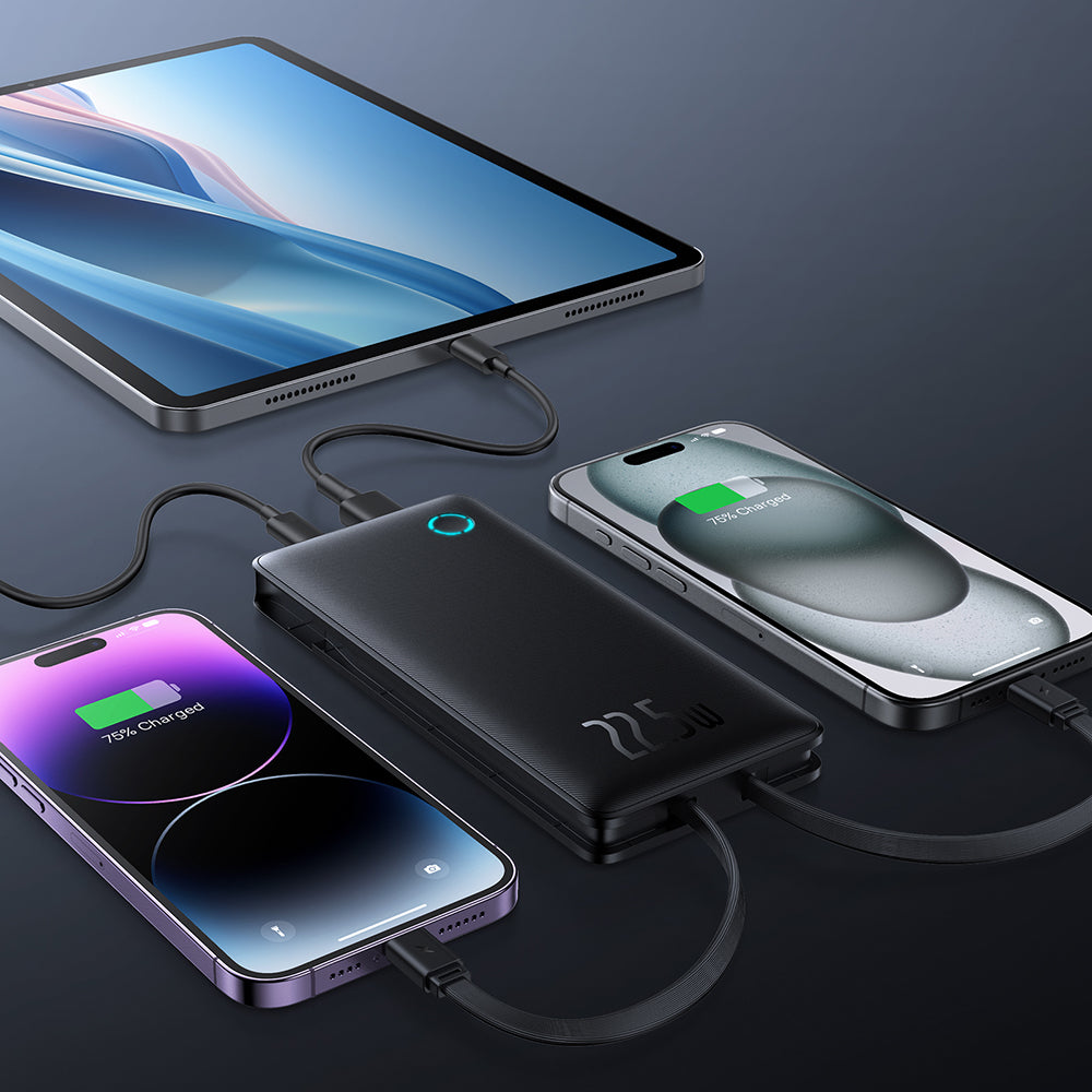 Baseus - Power Bank Airpow Air Lite (P10067501123-00) - USB, Type-C, Dual Cable USB-C, Lightning, 22.5W, 10000mAh - Black