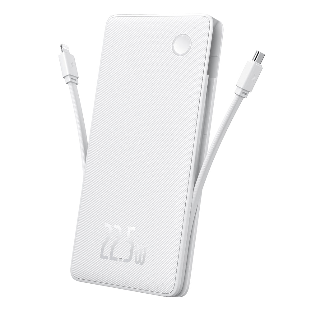 Baseus - Power Bank Airpow Air Lite (P10067501213-00) - USB, Type-C, Dual Cable USB-C, Lightning, 22.5W, 10000mAh - White