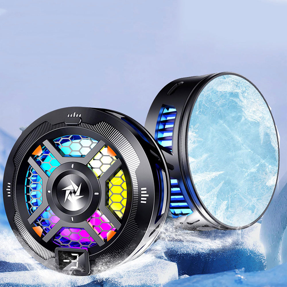 Techsuit - Phone Cooler (SL18) - Magnetic, Temperature Display, RGB Lights, Fast Cooling, Universal - Black