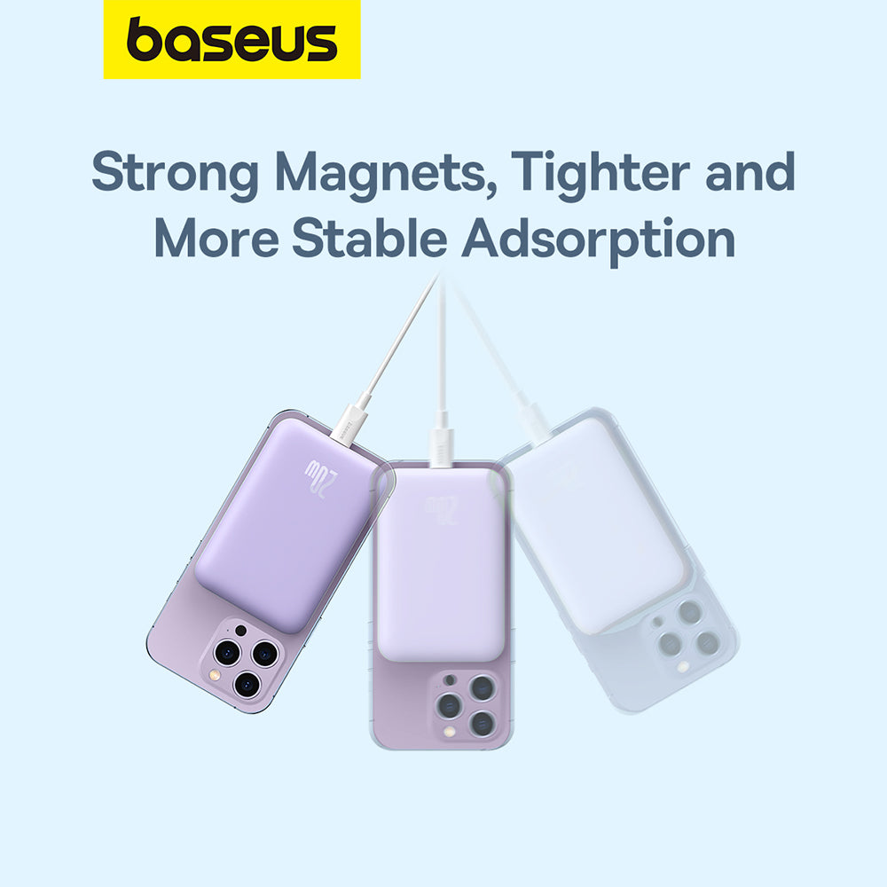 Baseus - Power Bank Mini Air (P10059002513-00) - Type-C, MagSafe Charging, 20W, 6000mAh, with Cable Type-C, 30cm - Purple