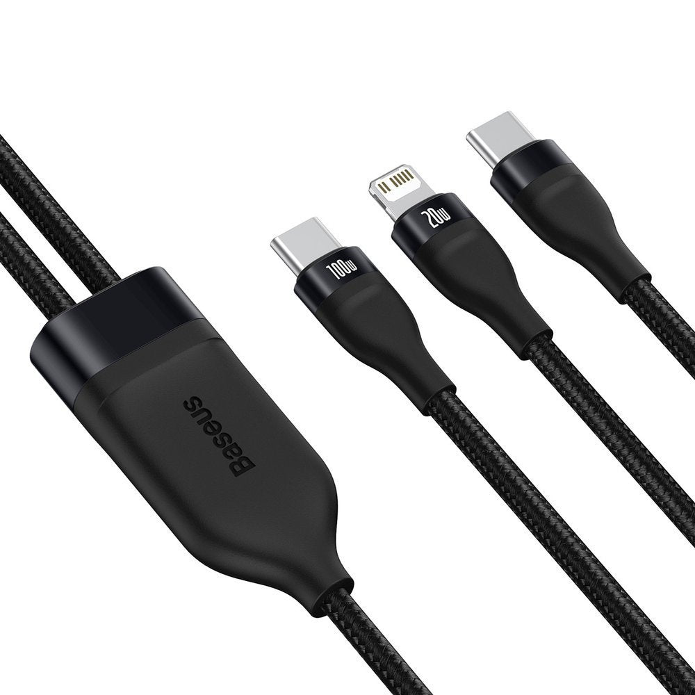 Baseus - Data Cable Flash Series 2in1 (CA1T2-F01) - Type-C to Type-C, Lightning 100W, 1.2m - Black