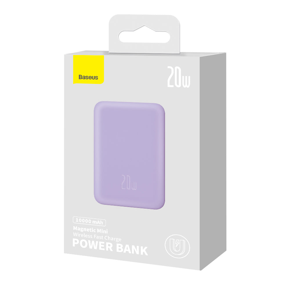 Baseus - Power Bank Magnetic Mini (PPCX110105) - USB-C, MagSafe, 10000mAh, 20W, with Cable Type-C, 3A, 30cm - Purple
