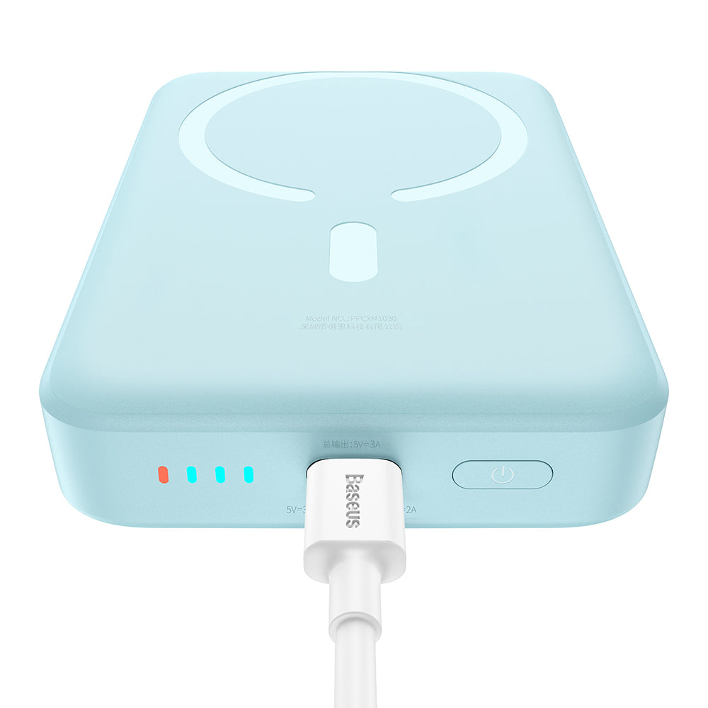 Baseus - Power Bank Mini (PPCX110203) - USB-C, MagSafe, 10000mAh, 30W, with Cable Type-C, 30cm - Blue
