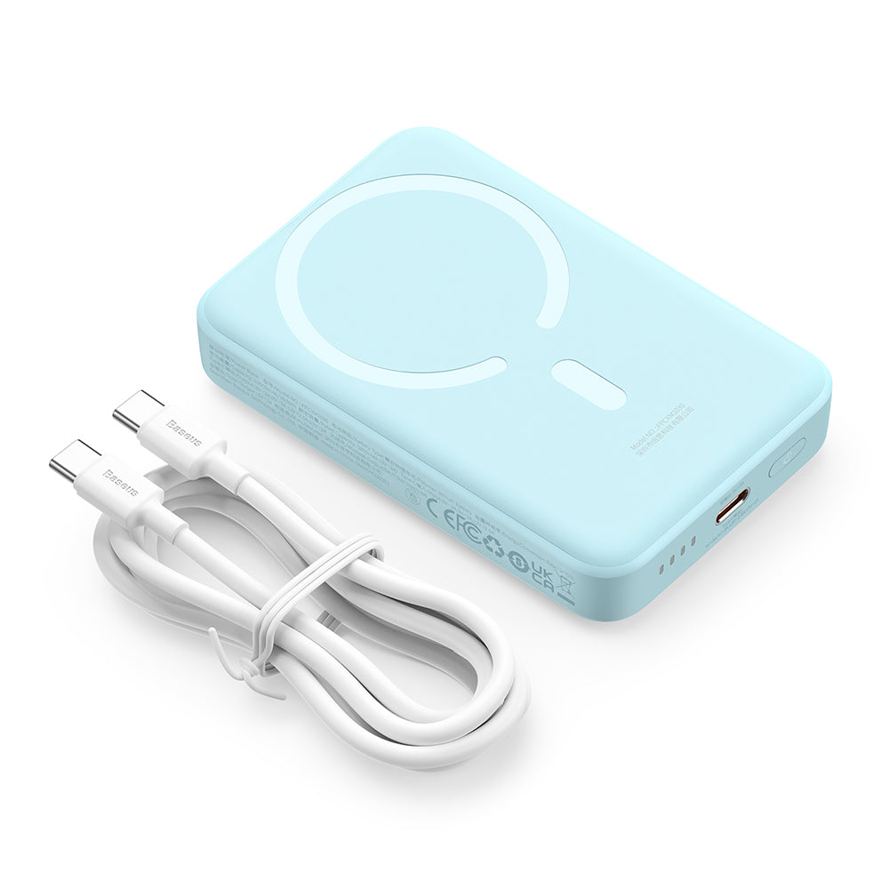 Baseus - Power Bank Mini (PPCX110203) - USB-C, MagSafe, 10000mAh, 30W, with Cable Type-C, 30cm - Blue