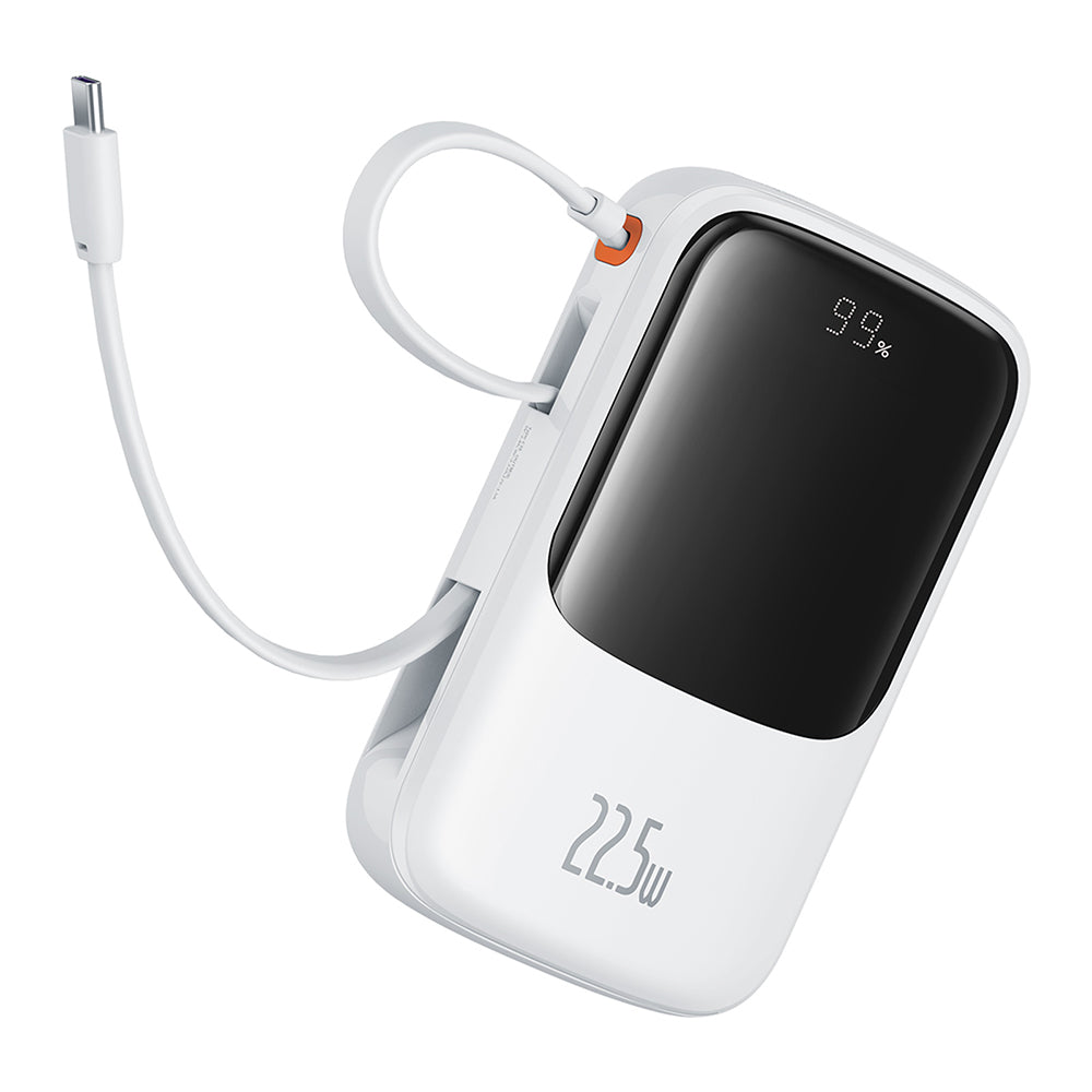 Baseus - Power Bank Qpow Pro+ (P10067101213-00) - Lightning, 2x Type-C, USB, 22.5W, 10000mAh, Cable Type-C - White