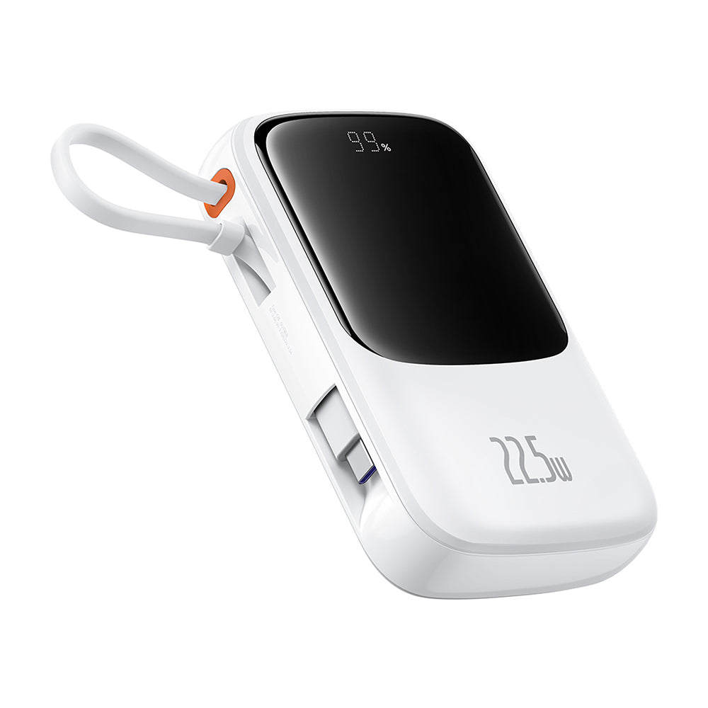 Baseus - Power Bank Qpow Pro+ (P10067101213-00) - Lightning, 2x Type-C, USB, 22.5W, 10000mAh, Cable Type-C - White