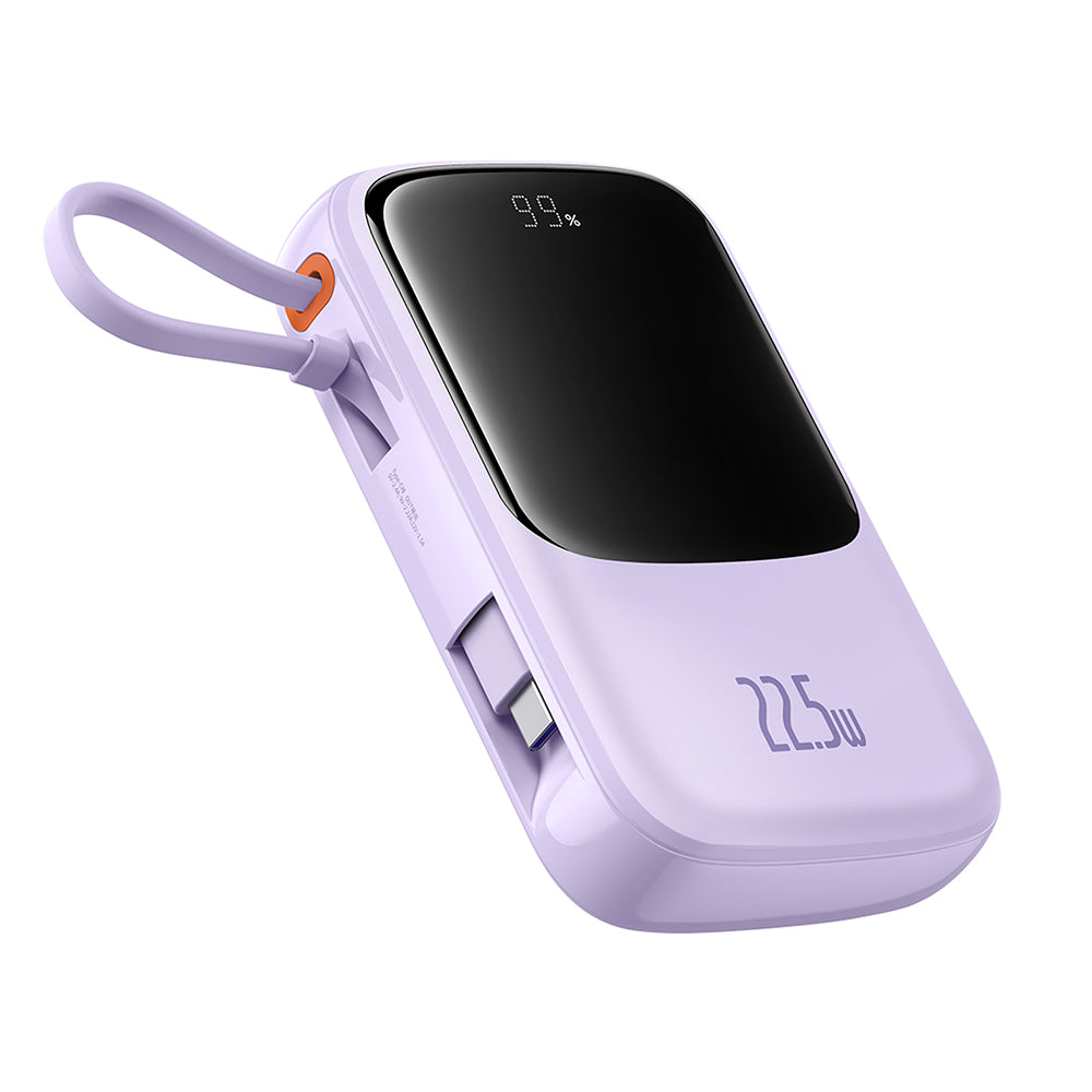 Baseus - Power Bank Qpow Pro+ (P10067101513-00) - Lightning, 2x Type-C, USB, 22.5W, 10000mAh, Cable Type-C - Purple