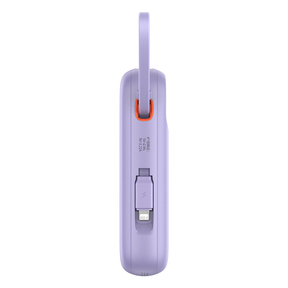 Baseus - Power Bank Qpow Pro+ (P10055003513-00) - Lightning, 2x Type-C, USB, 22.5W, 10000mAh, Cable Type-C, 30cm - Purple