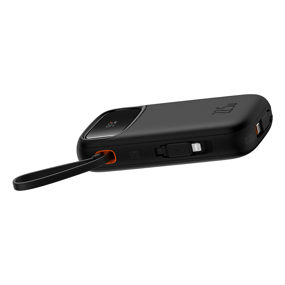 Baseus - Power Bank Qpow Pro+ (P10055002113-00) - Lightning, 2x Type-C, USB, 22.5W, 20000mAh, Cable Type-C, 30cm - Black
