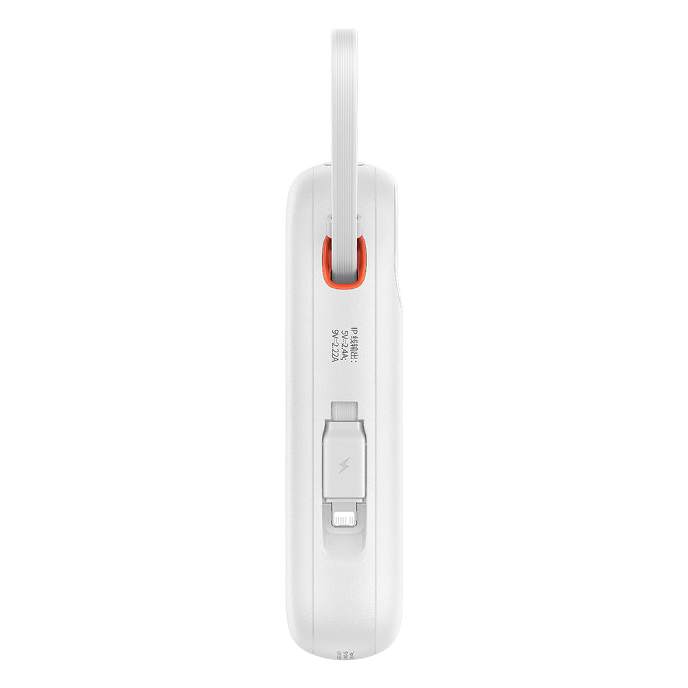 Baseus - Power Bank Qpow Pro+ (P10055002223-00) - Lightning, 2x Type-C, USB, 22.5W, 20000mAh, Cable Type-C, 30cm - White