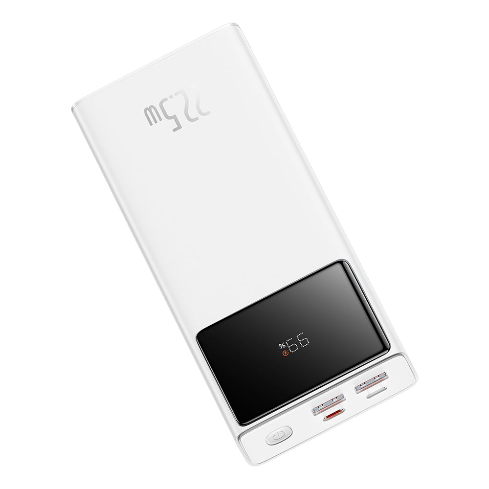 Baseus - Power Bank Star-Lord (PPXJ080002) - 2x USB, Type-C, Micro-USB, 22.5W, 20000mAh, Cable Type-C, 3A, 30cm - White