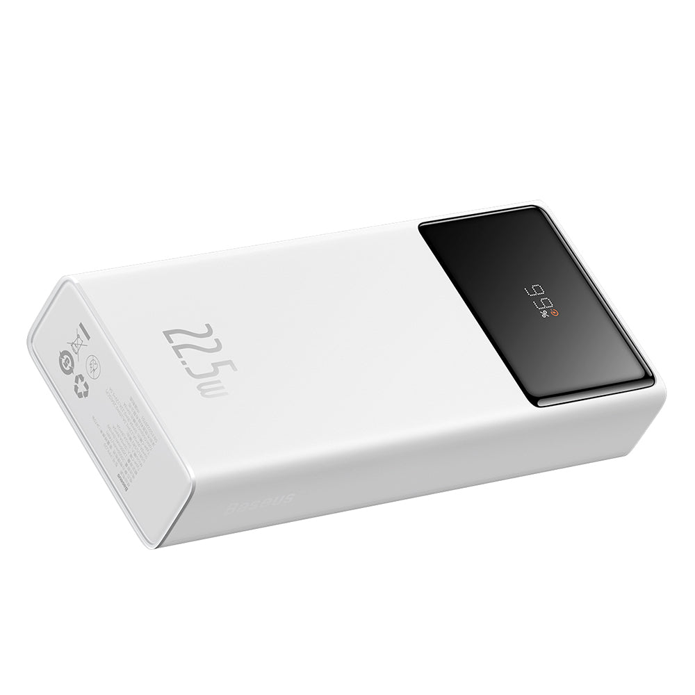 Baseus - Power Bank Star-Lord (PPXJ080002) - 2x USB, Type-C, Micro-USB, 22.5W, 20000mAh, Cable Type-C, 3A, 30cm - White