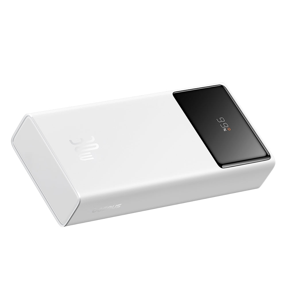 Baseus - Power Bank Star-Lord (P10022904213-00) - 2x USB, Type-C, Micro-USB, 30W, 20000mAh, Cable Type-C, 3A, 30cm - White