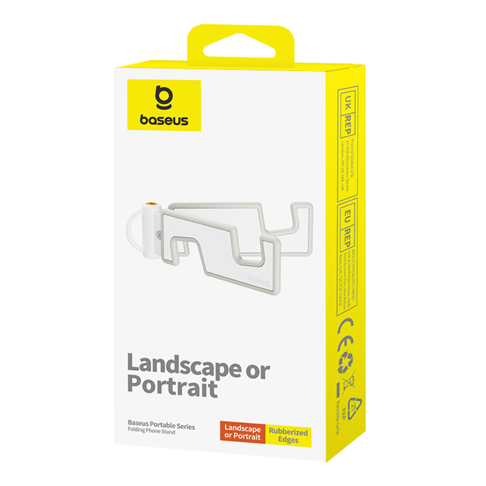 Baseus - Desk Holder Biaxial (B10556600211-00) - for Phones, Foldable, Aluminum Alloy - Moon White