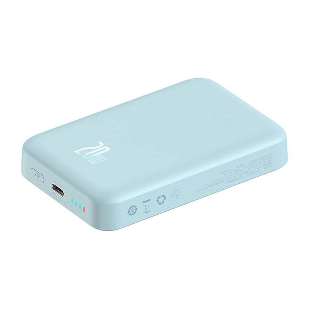 Baseus - Power Bank Magnetic Mini (PPCX110103) - USB-C, MagSafe, 10000mAh, 20W, with Cable Type-C, 3A, 30cm - Bleu