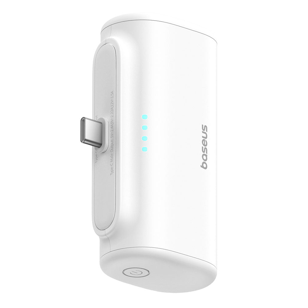 Baseus - Power Bank (P10068306213-00) - Type-C, Compact Design, 20W, 5000mAh, with Cable Type-C - White