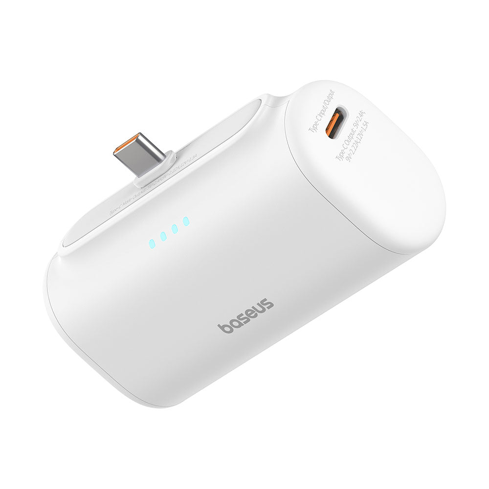 Baseus - Power Bank (P10068306213-00) - Type-C, Compact Design, 20W, 5000mAh, with Cable Type-C - White