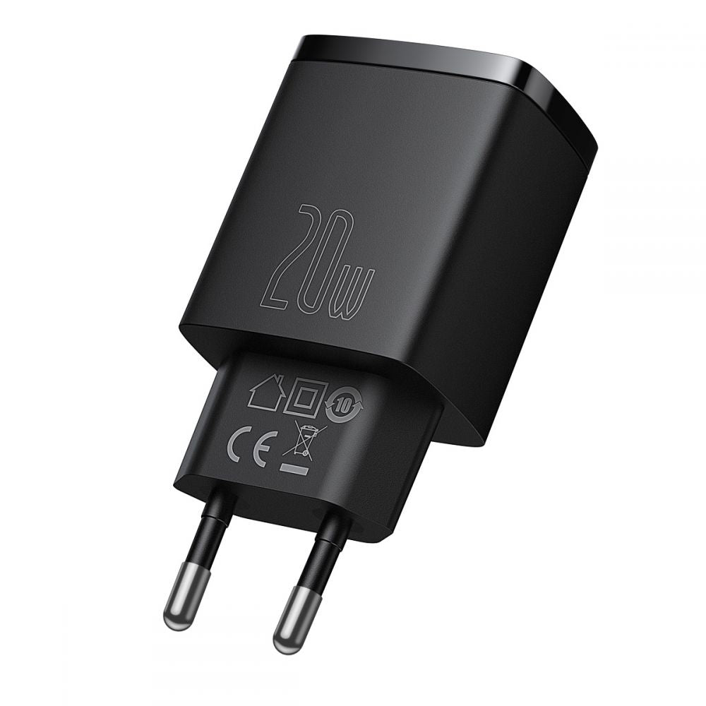 Baseus - Wall Charger Compact (CCXJ-B01) - USB-C, PD, 20W, USB-A, QC, 3A - Black