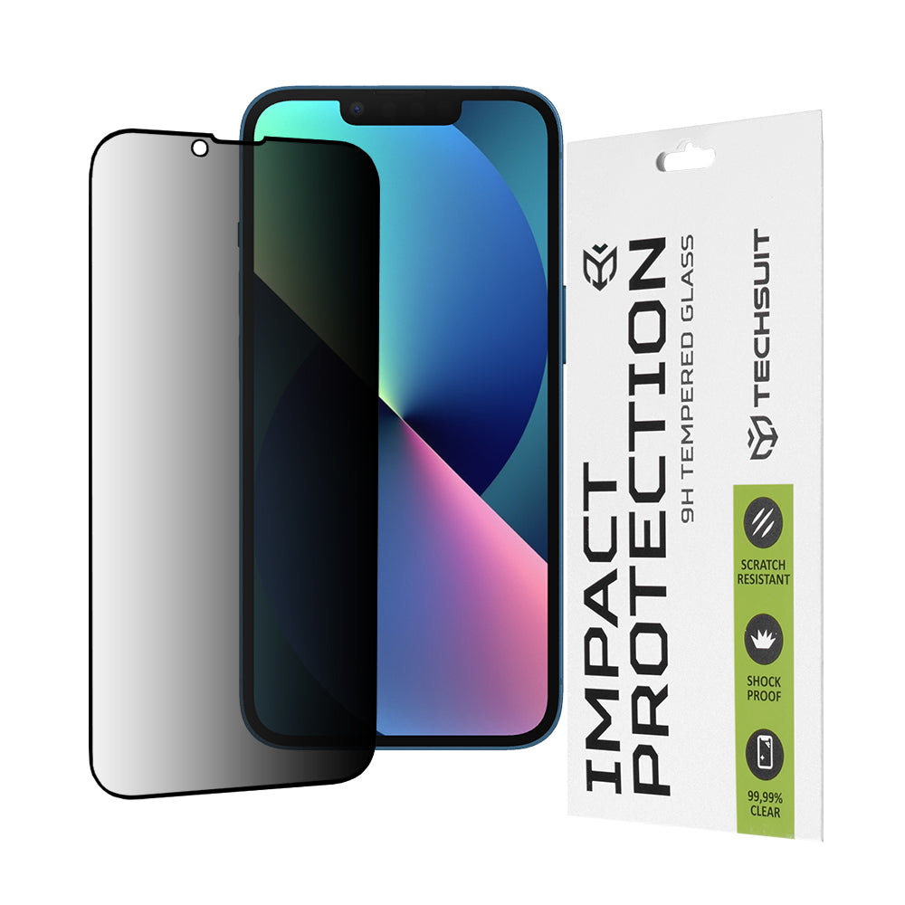 Techsuit - 111D Privacy Full Glue - iPhone 13 / iPhone 13 Pro / iPhone 14 / iPhone 16e - Black