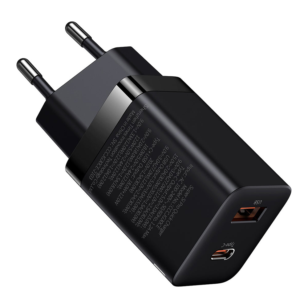 Baseus - Wall Charger Super Si Pro (CCSUPP-E01) - Type-C, USB, Fast Charge, 30W - Black